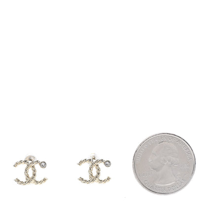 Chanel Crystal Twisted CC Earrings Gold 2 of 5