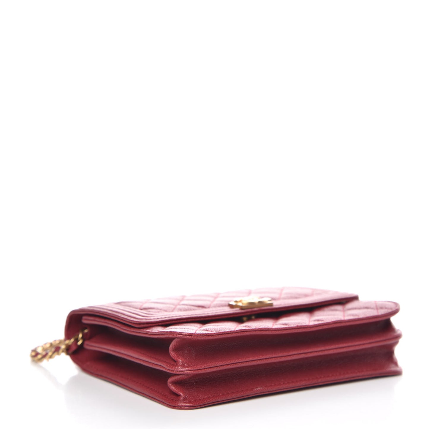 Caviar Quilted Boy Square Wallet on Chain WOC Burgundy
