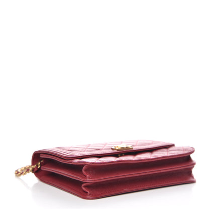 Chanel Caviar Quilted Boy Square Wallet on Chain WOC Burgundy 4 of 11
