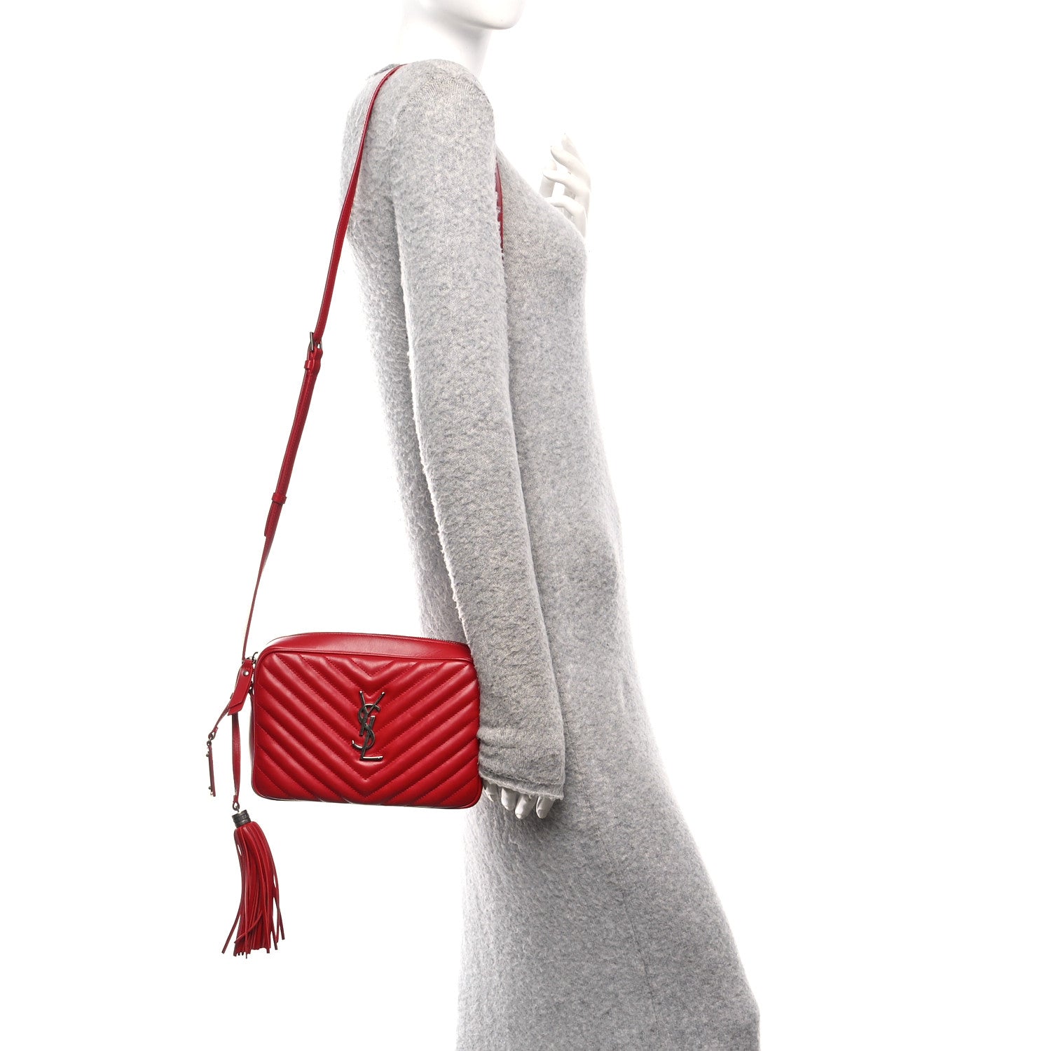Saint Laurent Calfskin Matelasse Monogram Lou Camera Bag Rouge Eros 2 of 10