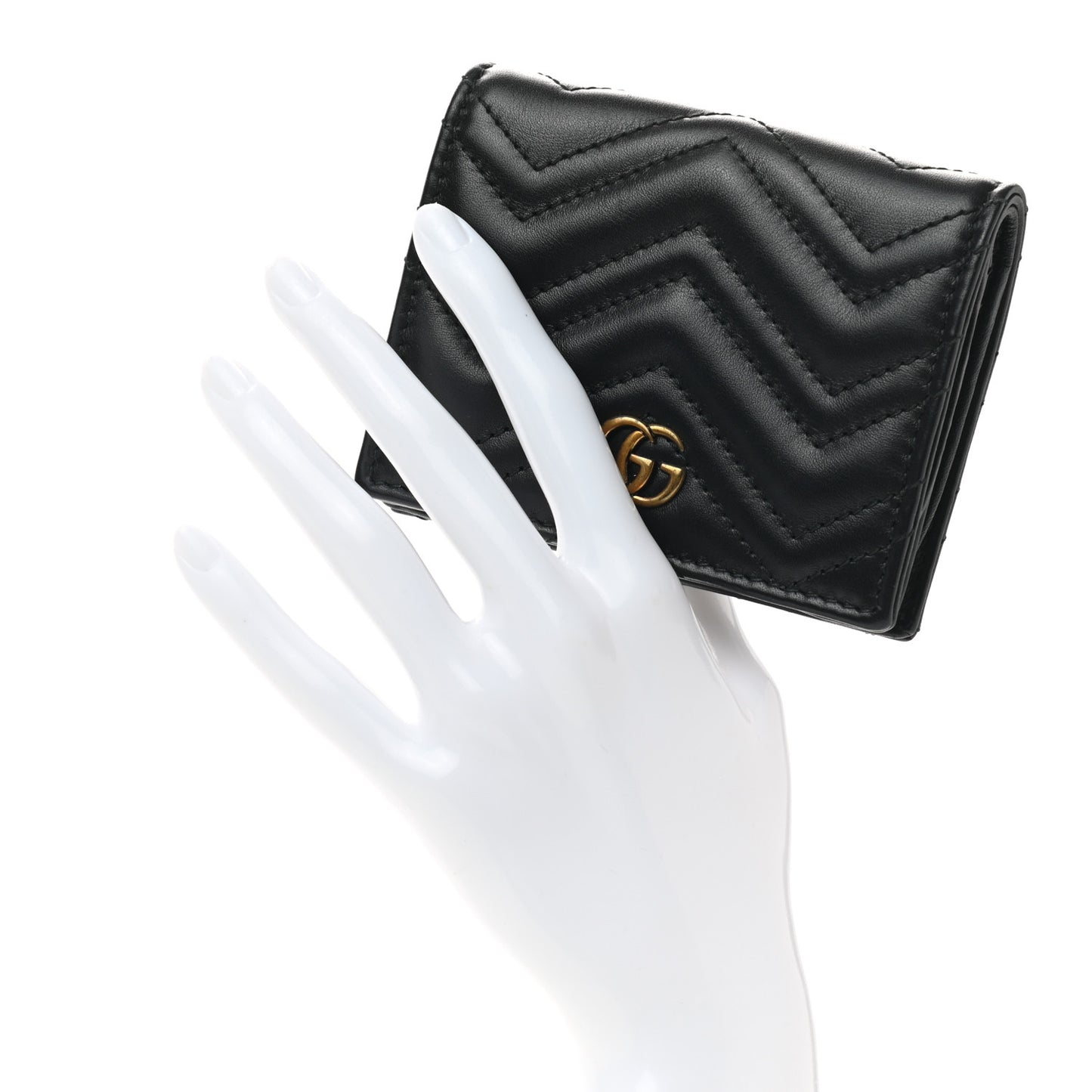Calfskin Matelasse GG Marmont Card Case Black
