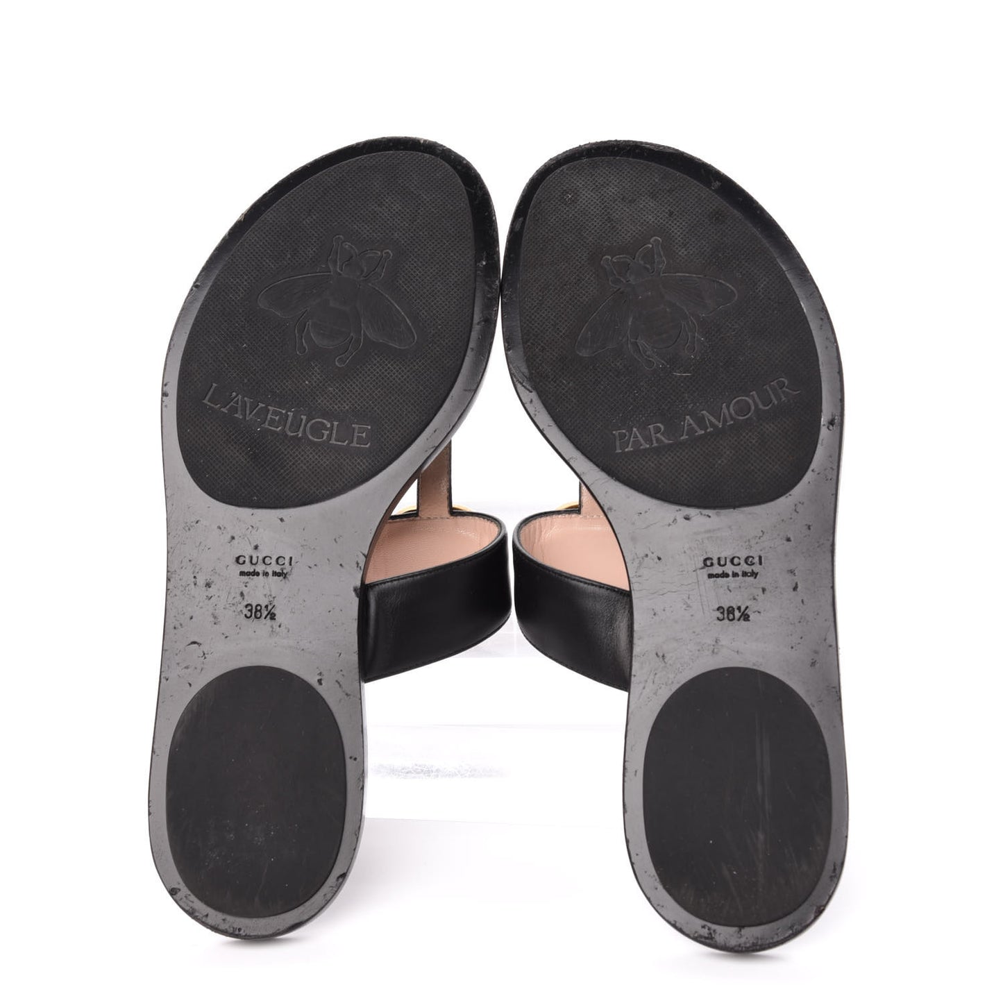 Calfskin Double G Thong Sandals 38.5 Black