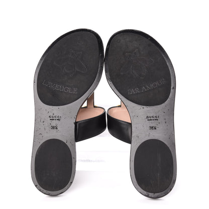 Gucci Calfskin Double G Thong Sandals 38.5 Black 5 of 7
