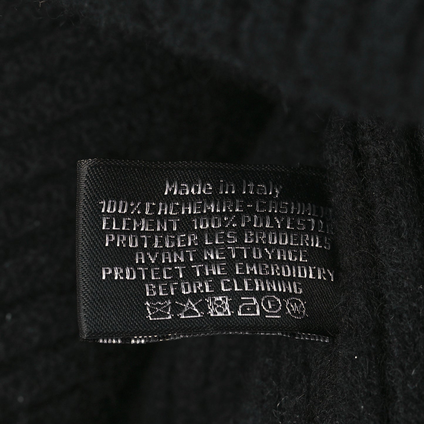 Cashmere Sequins Logo Beanie Hat Black