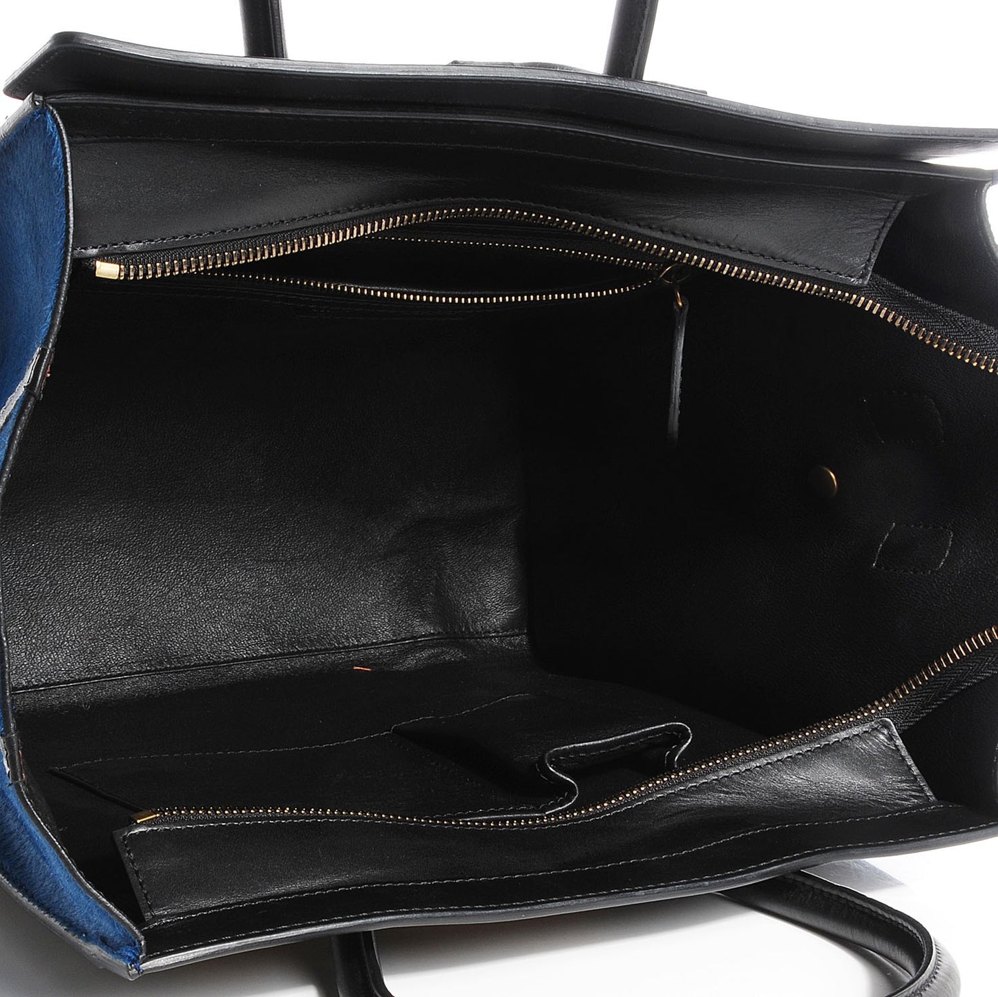 Pony Hair Mini Tri-Color Luggage Royal Blue