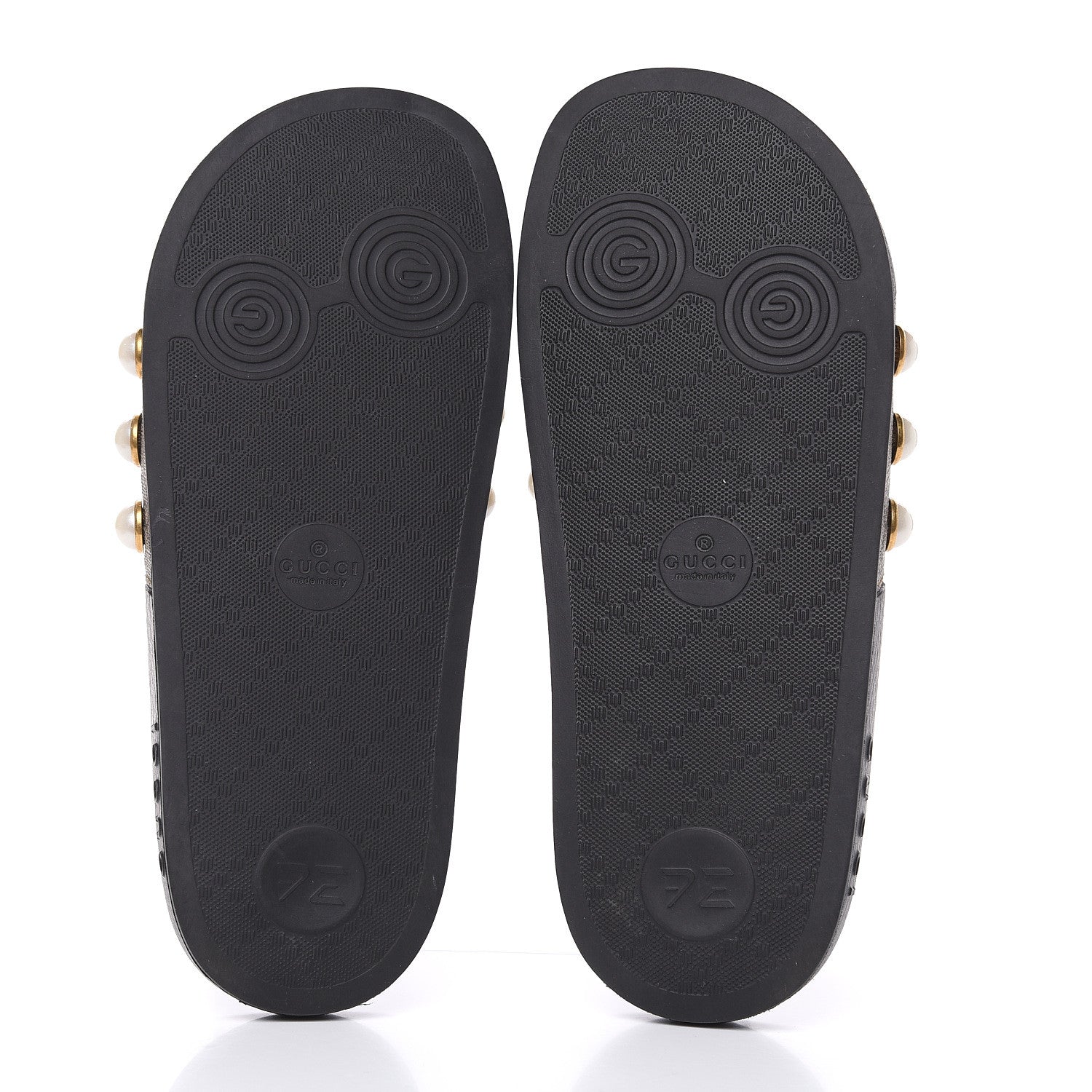 Gucci GG Supreme Monogram Pearls Slide Sandals 37 Beige 6 of 8