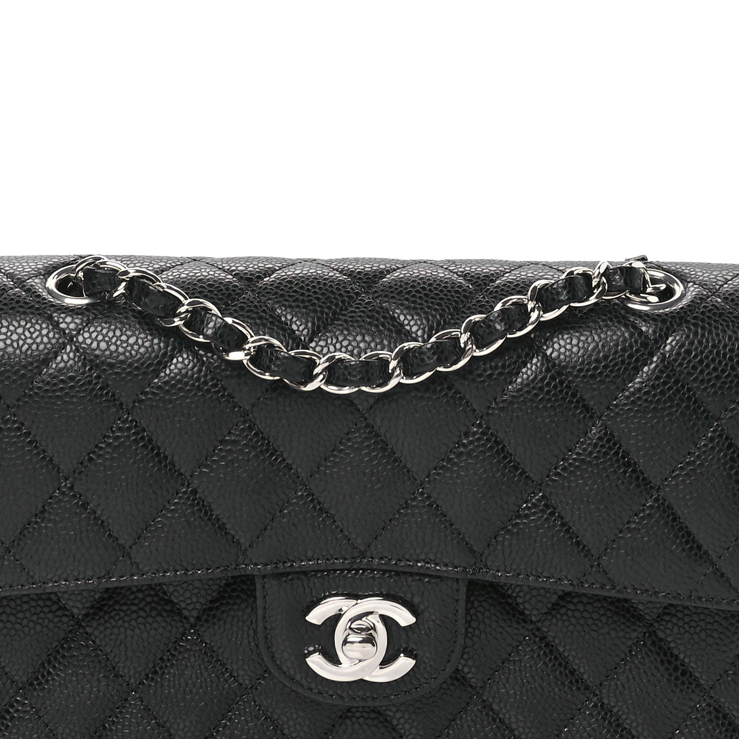 Caviar Quilted Small Double Flap Black