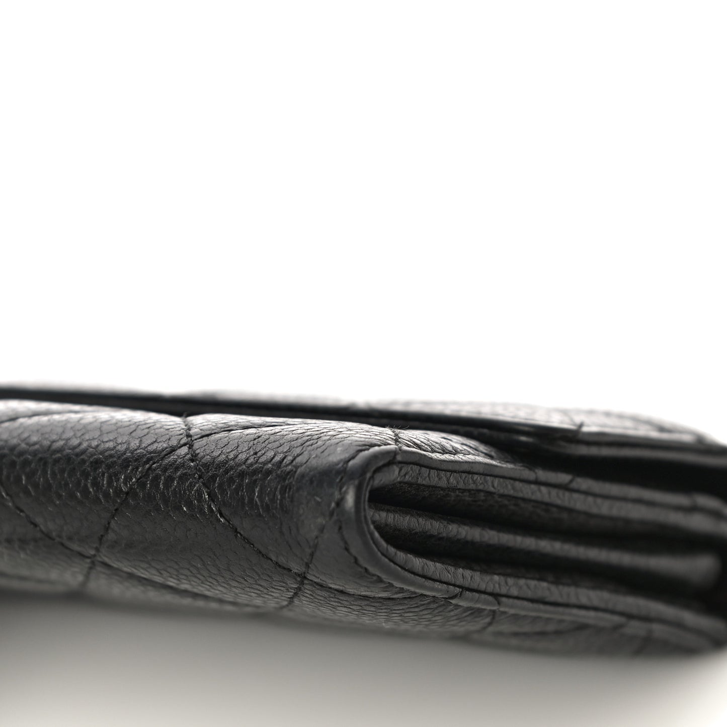 Caviar Quilted Large Gusset Flap Wallet Black