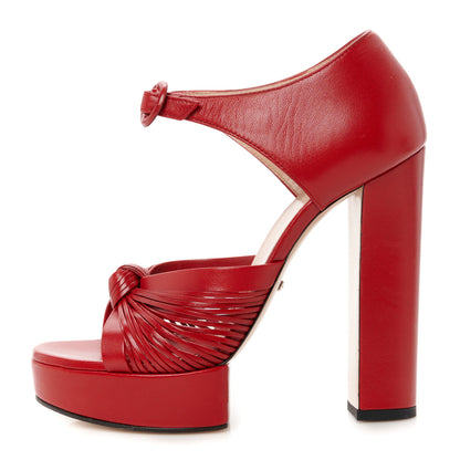 Gucci Nappa Crawford Knotted Strap Platform 37 Hibiscus Red 1 of 8