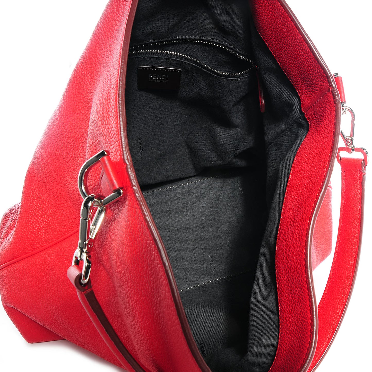 Vitello Small Clasp Top Hobo Bag Red