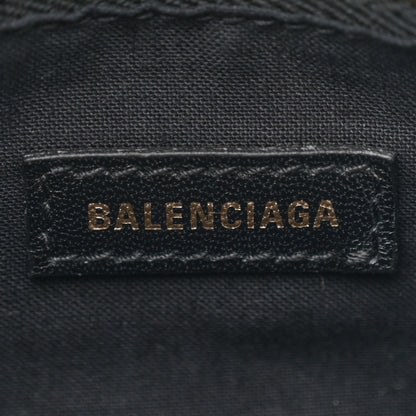 Balenciaga Shiny Supple Calfskin Crocodile Embossed Gold Metallic Edge Hardware Mini City Bleu Marine 7 of 11
