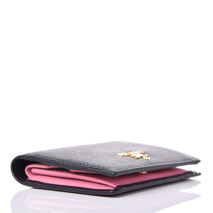 Prada Saffiano Multicolor Compact Wallet Black Soleil 4 of 10