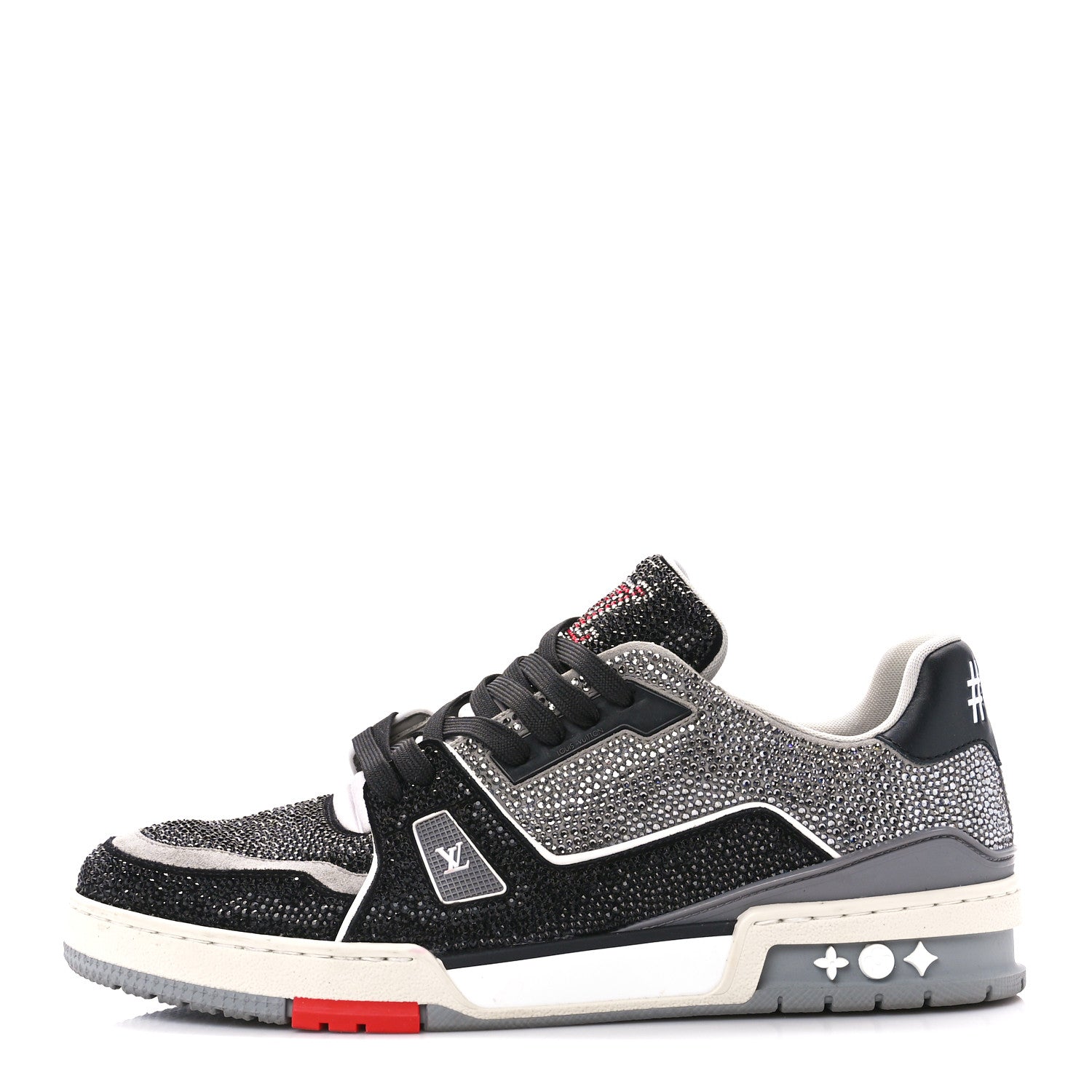 Louis Vuitton Crystal Mens LV Trainer Sneakers 9 Black Grey 1 of 9