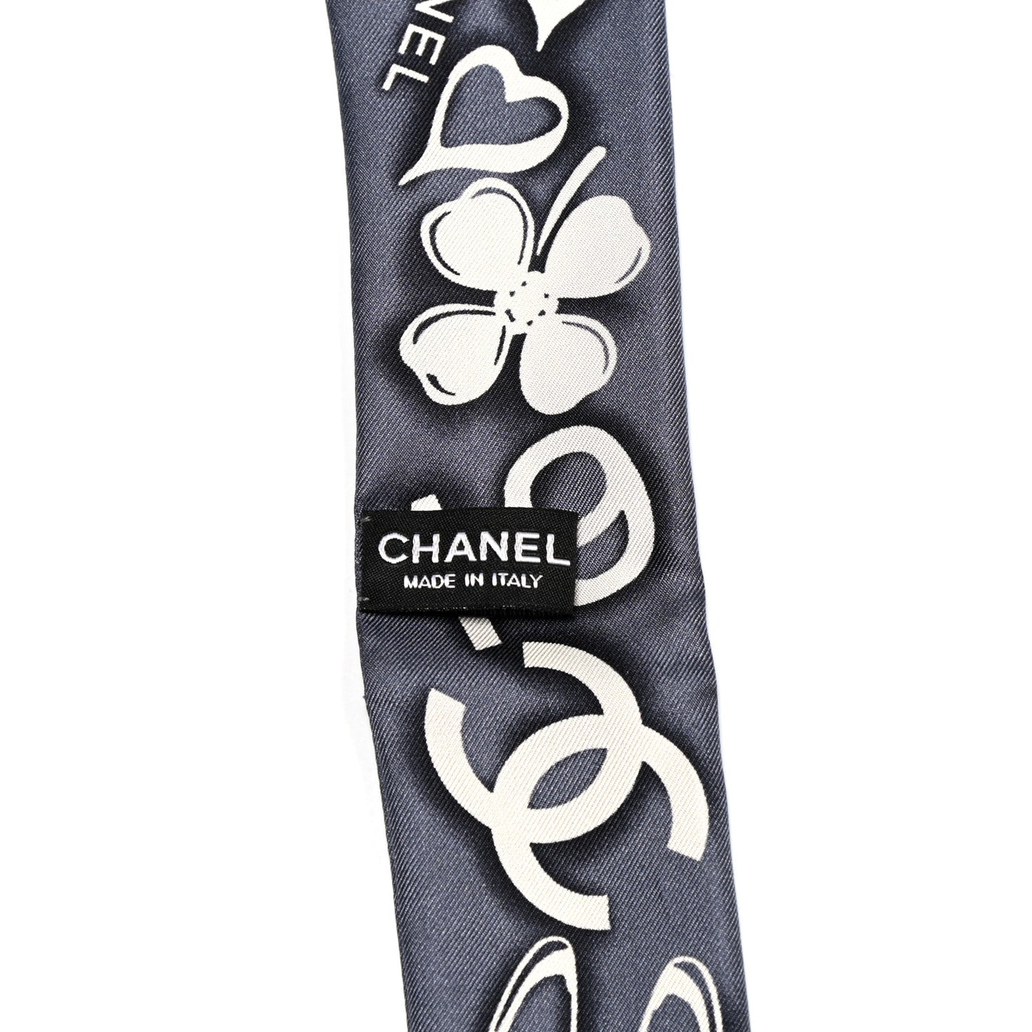 Silk CC Slim Bandeau Scarf Grey Ecru Black