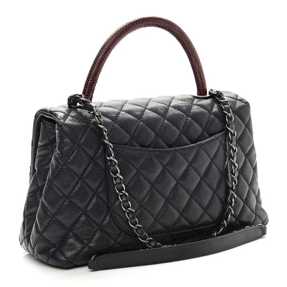 Chanel Caviar Lizard Embossed Quilted Small Coco Handle Flap Dark Blue 3 of 12