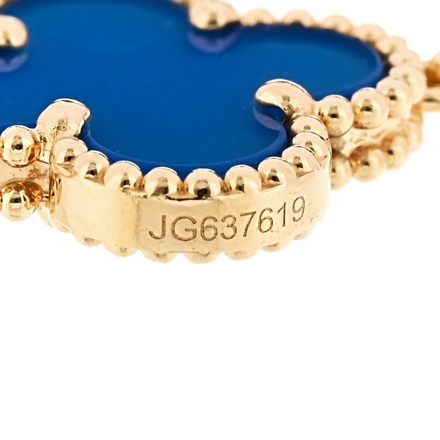 18K Yellow Gold Blue Agate 5 Motifs Vintage Alhambra Bracelet