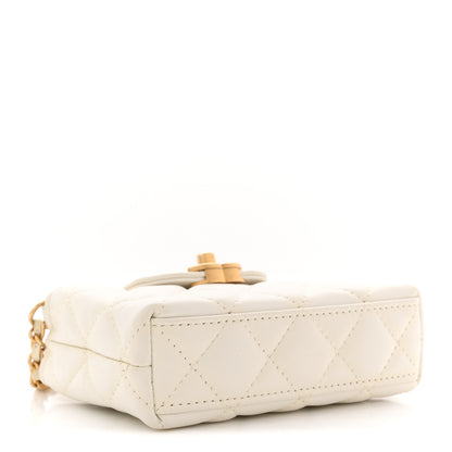 Chanel Shiny Aged Calfskin Quilted Mini Nano Kelly Shopper Beige White 4 of 11