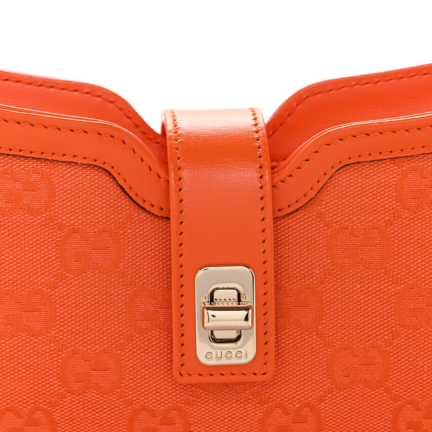 Gucci Calfskin Monogram Mini Moon Side Shoulder Bag Orange 7 of 9