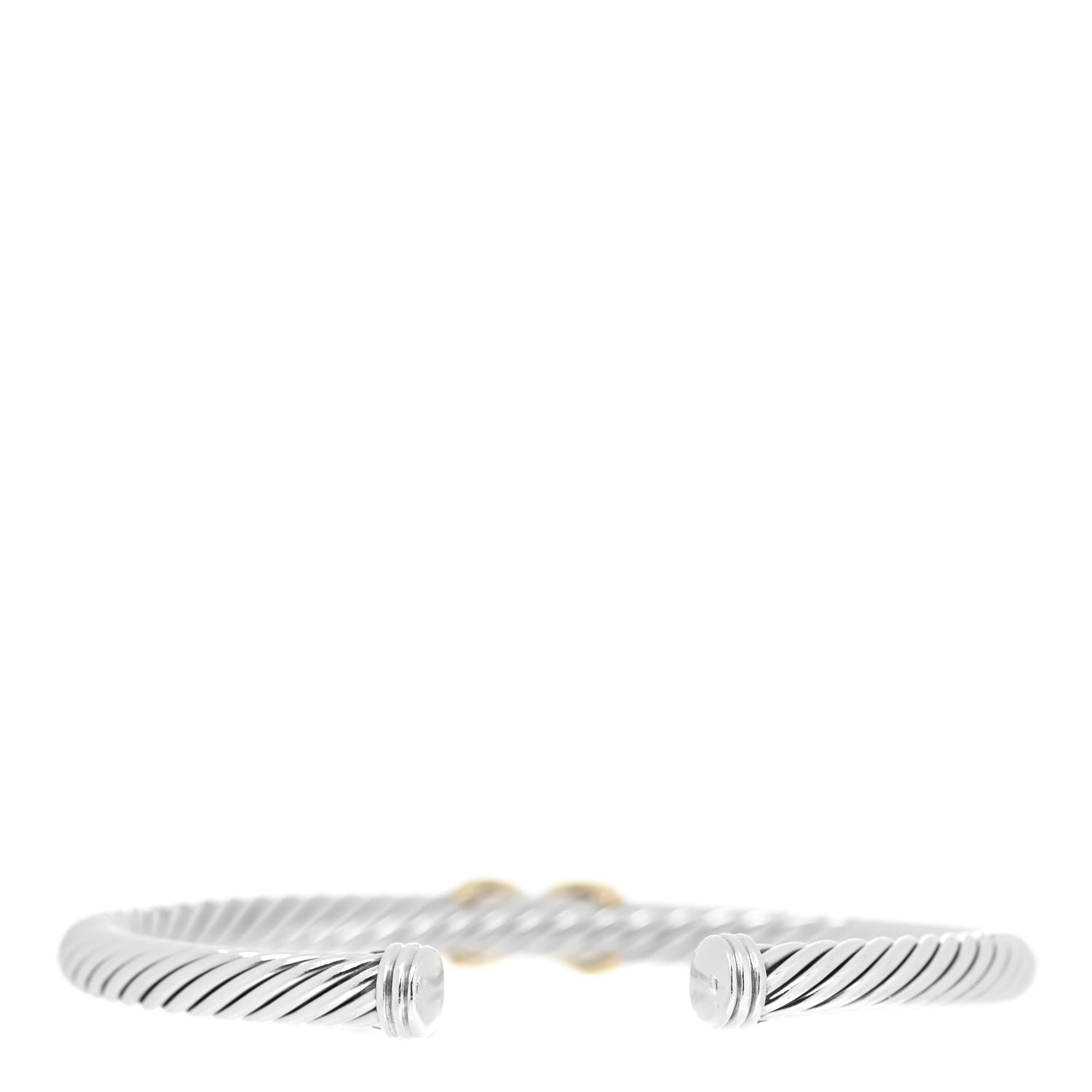 David Yurman Sterling Silver 14K Yellow Gold 5mm X Station Cable Bracelet 3 of 4