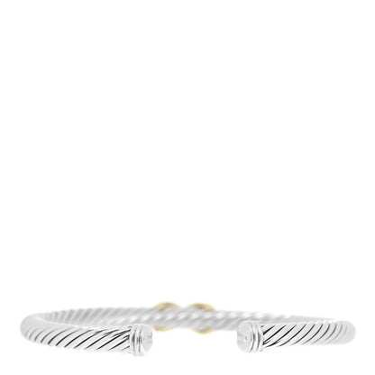 David Yurman Sterling Silver 14K Yellow Gold 5mm X Station Cable Bracelet 3 of 4