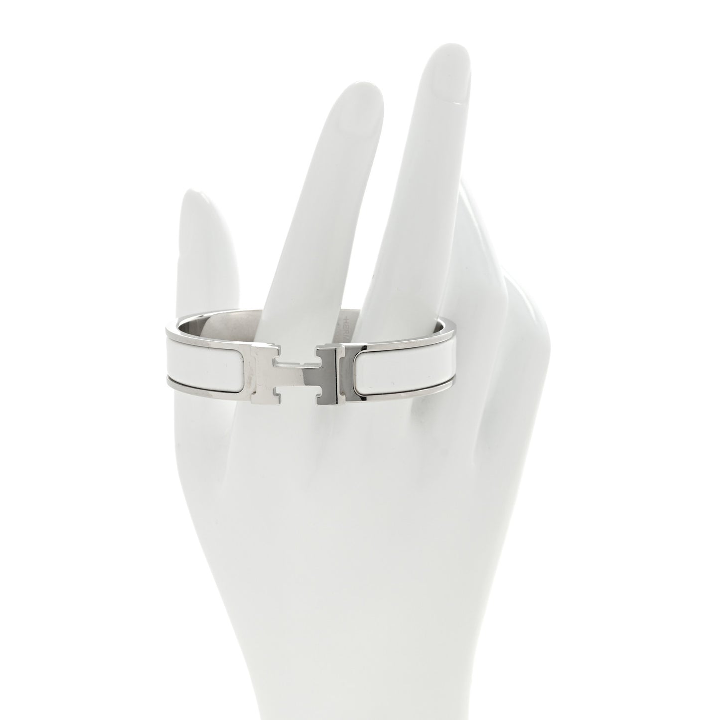 Enamel Narrow Clic Clac H Bracelet PM White