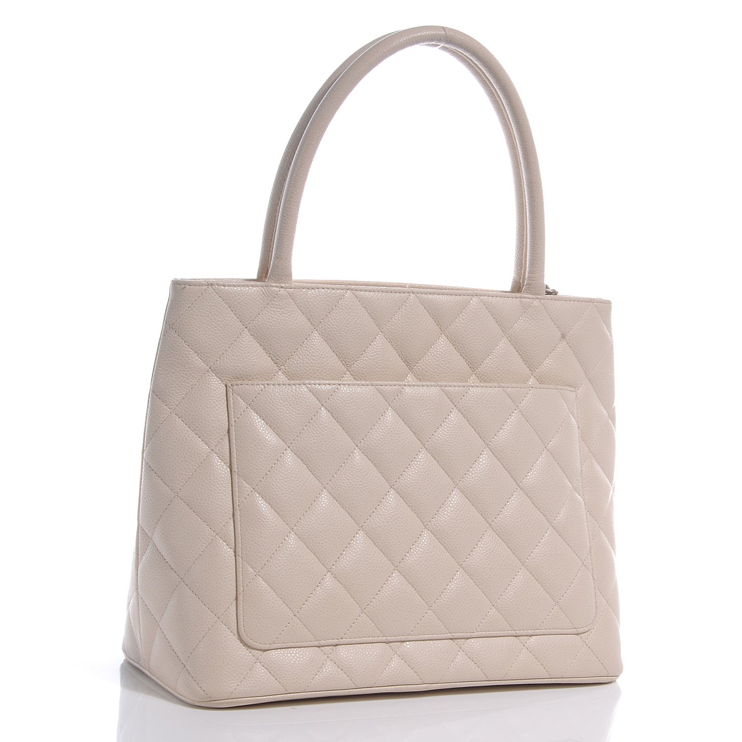 Caviar Quilted Medallion Tote Light Beige