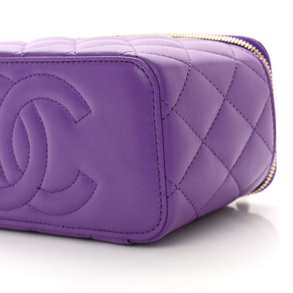 Chanel Lambskin Quilted Small Top Handle Vanity Case With Chain Purple 10 of 11