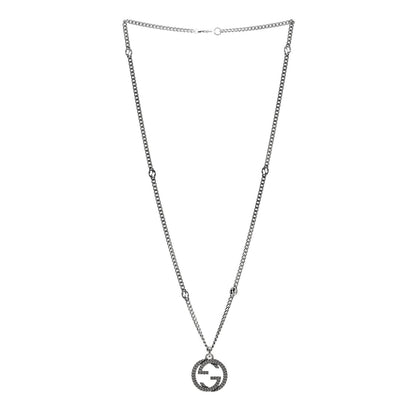 Gucci Sterling Silver Textured Interlocking G Pendant Necklace 3 of 6