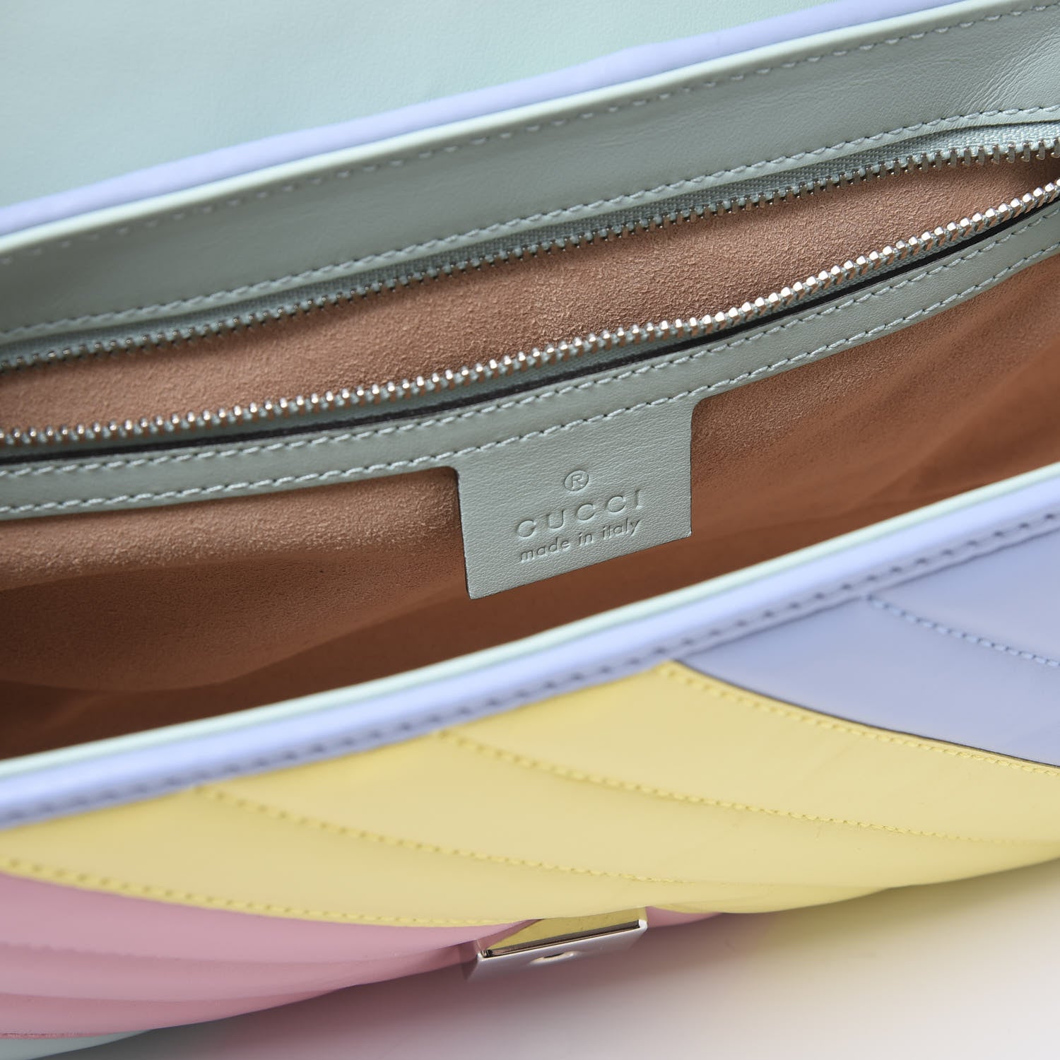 Gucci Calfskin Matelasse Diagonal Small GG Marmont Shoulder Bag Multicolor Pastel 7 of 9