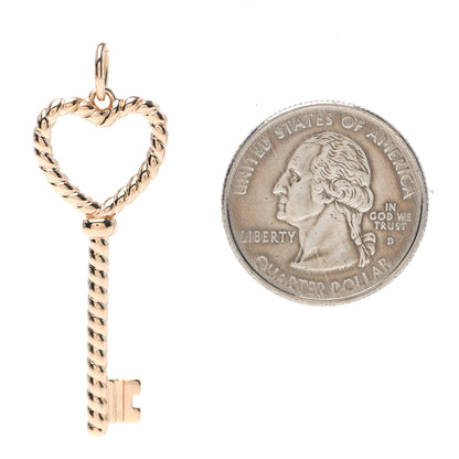 Tiffany 18K Rose Gold Twist Heart Key Pendant 2 of 4