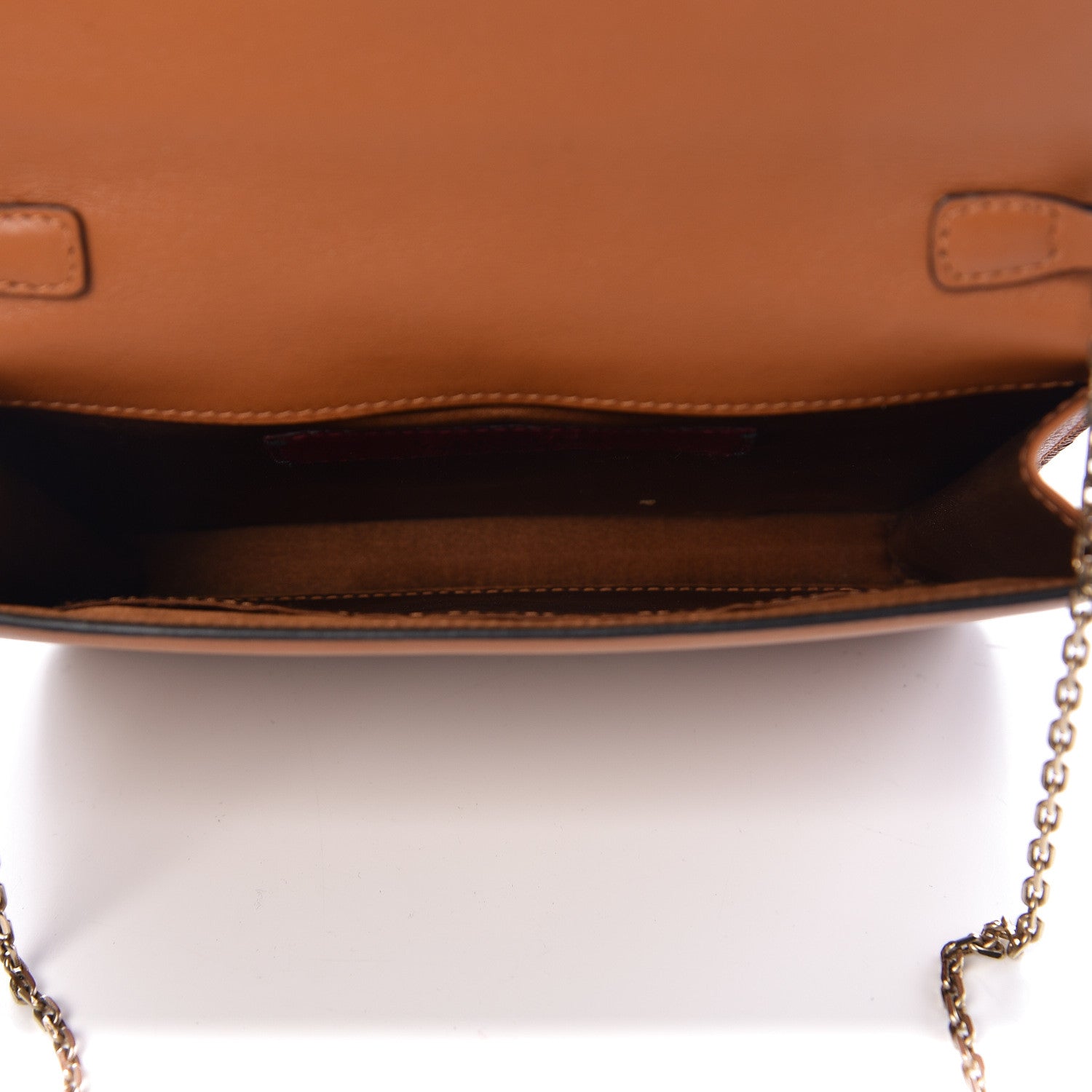 Valentino Garavani Calfskin Rockstud Chain Wallet Flap Bag Tan 6 of 9