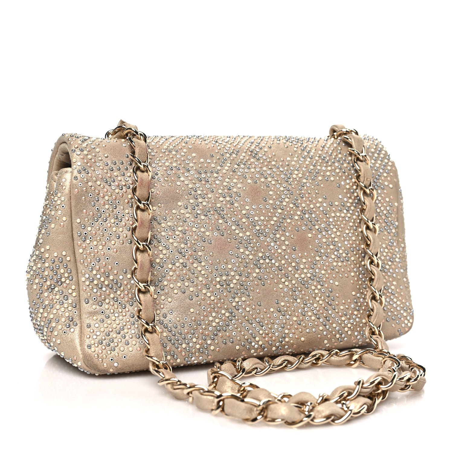 Chanel Iridescent Calfskin Studded Mini Flap Gold 3 of 10