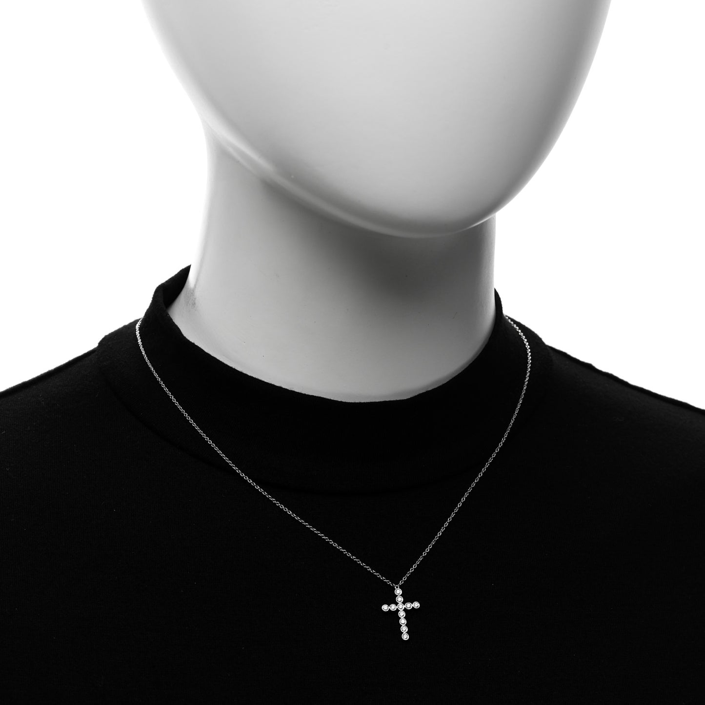 Platinum Diamond Bezel Set Cross Pendant Necklace