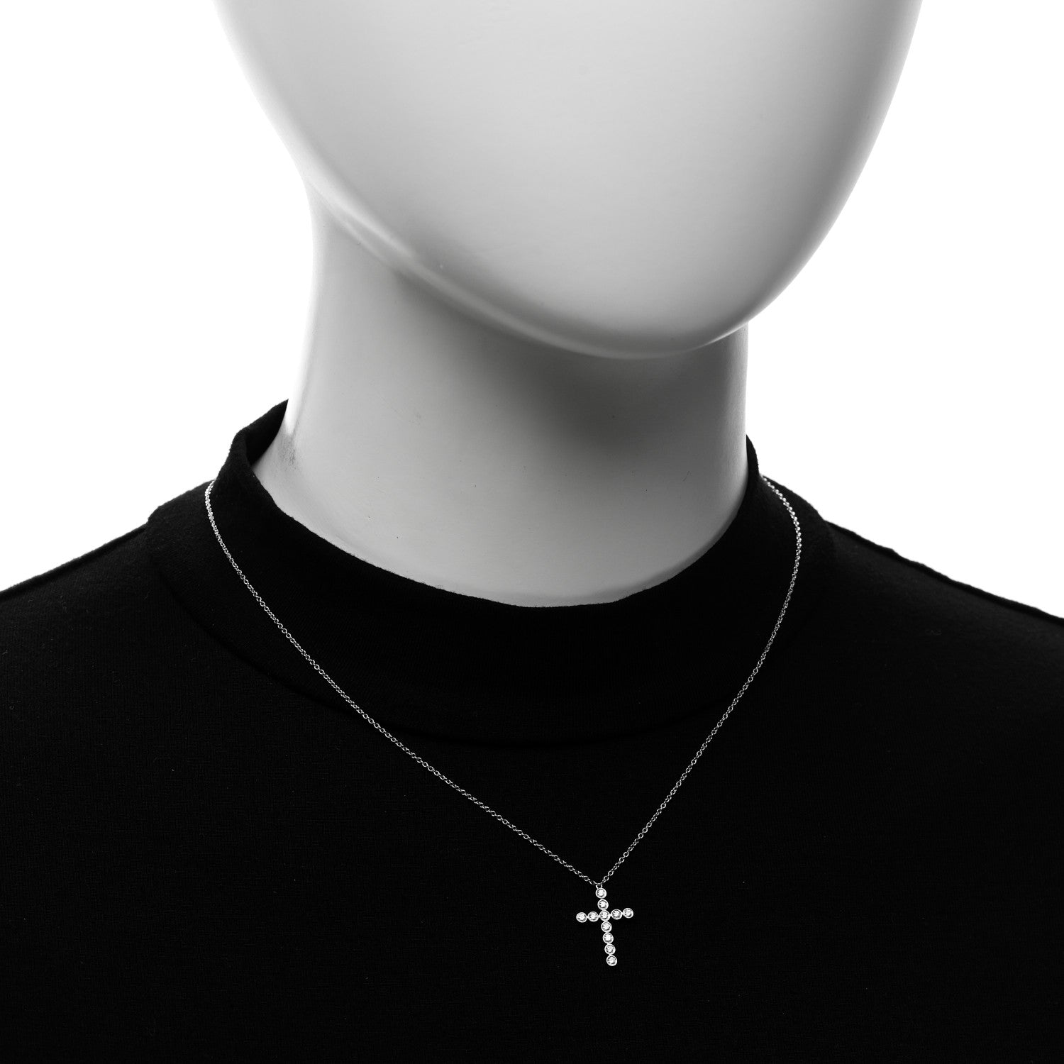 Tiffany Platinum Diamond Bezel Set Cross Pendant Necklace 2 of 6