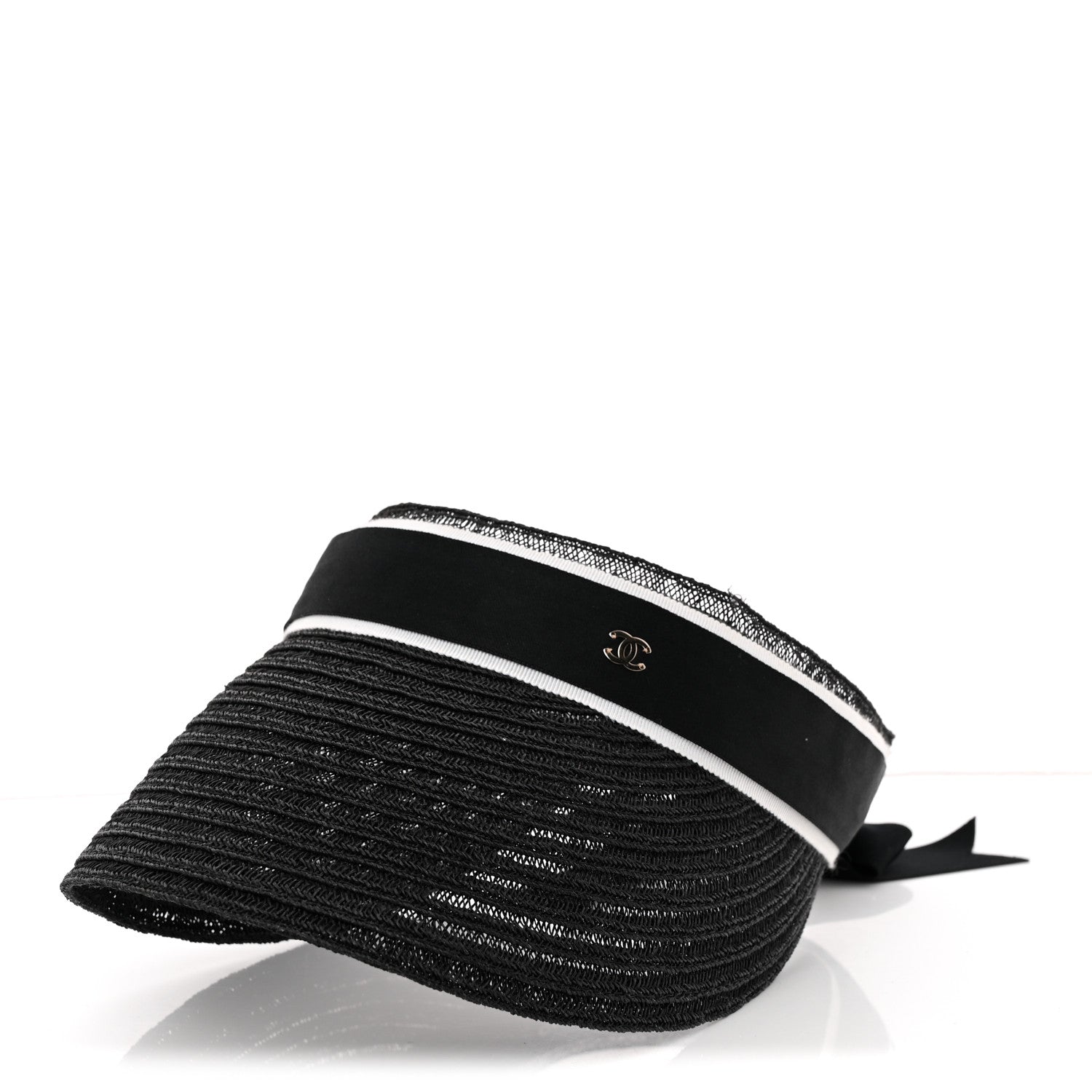 Chanel Abaca Cotton Ribbon Visor S Black 2 of 14