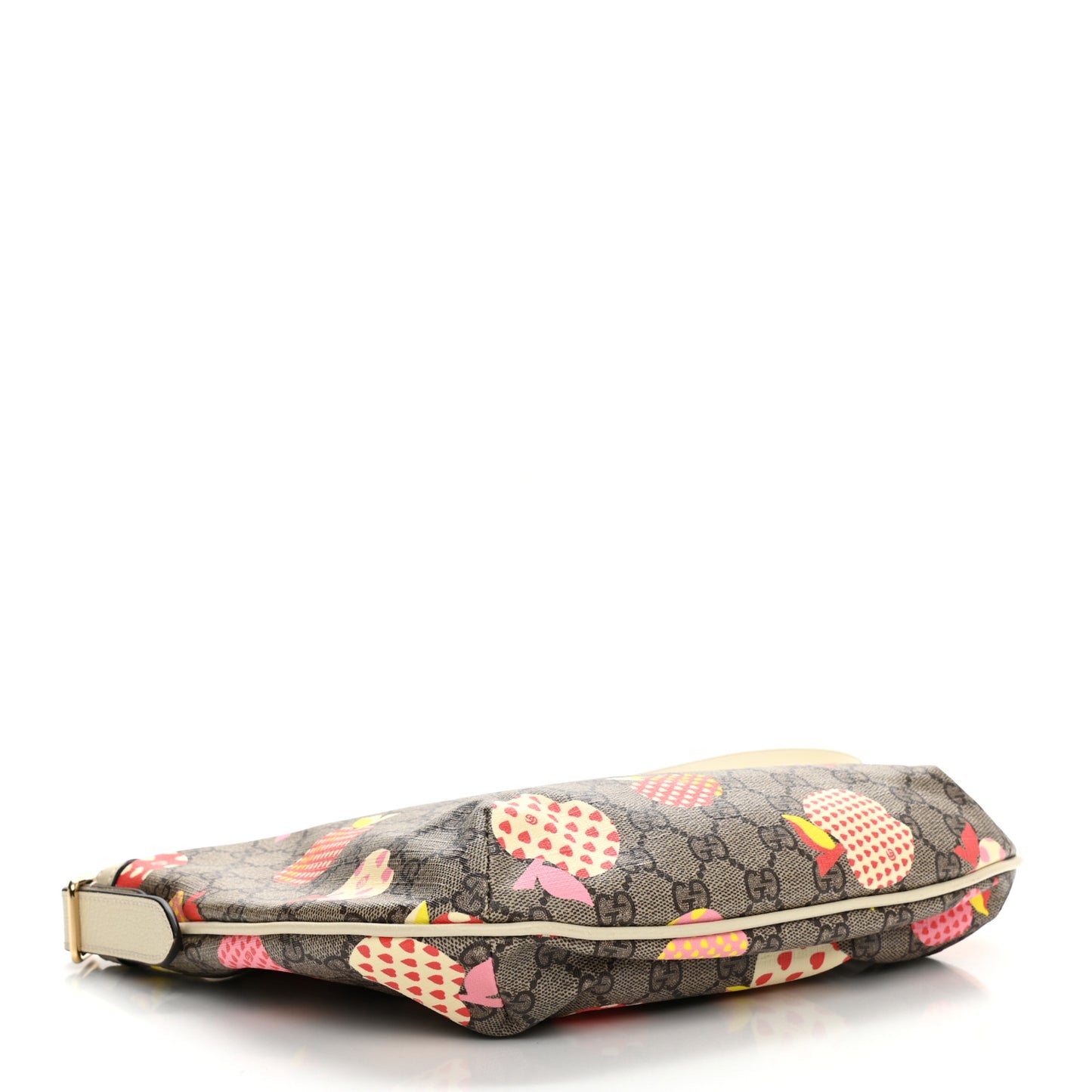 GG Supreme Monogram Les Pommes Small Ophidia Half Moon Hobo Beige Multicolor Mystic White
