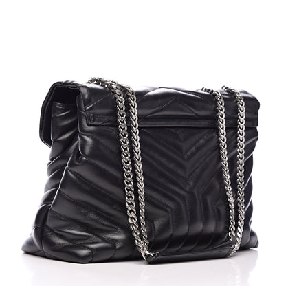 Saint Laurent Calfskin Y Quilted Monogram Medium Loulou Chain Satchel Black 3 of 16