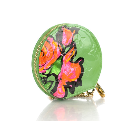 Louis Vuitton Vernis Roses Chapeau Coin Purse Vert Tonic 3 of 7