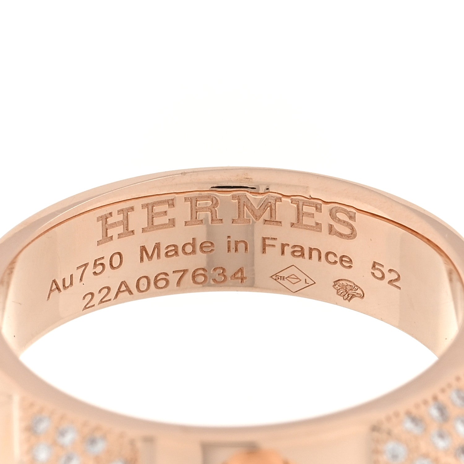 Hermes 18K Rose Gold Diamond PM Collier de Chien Ring 53 6.5 4 of 5