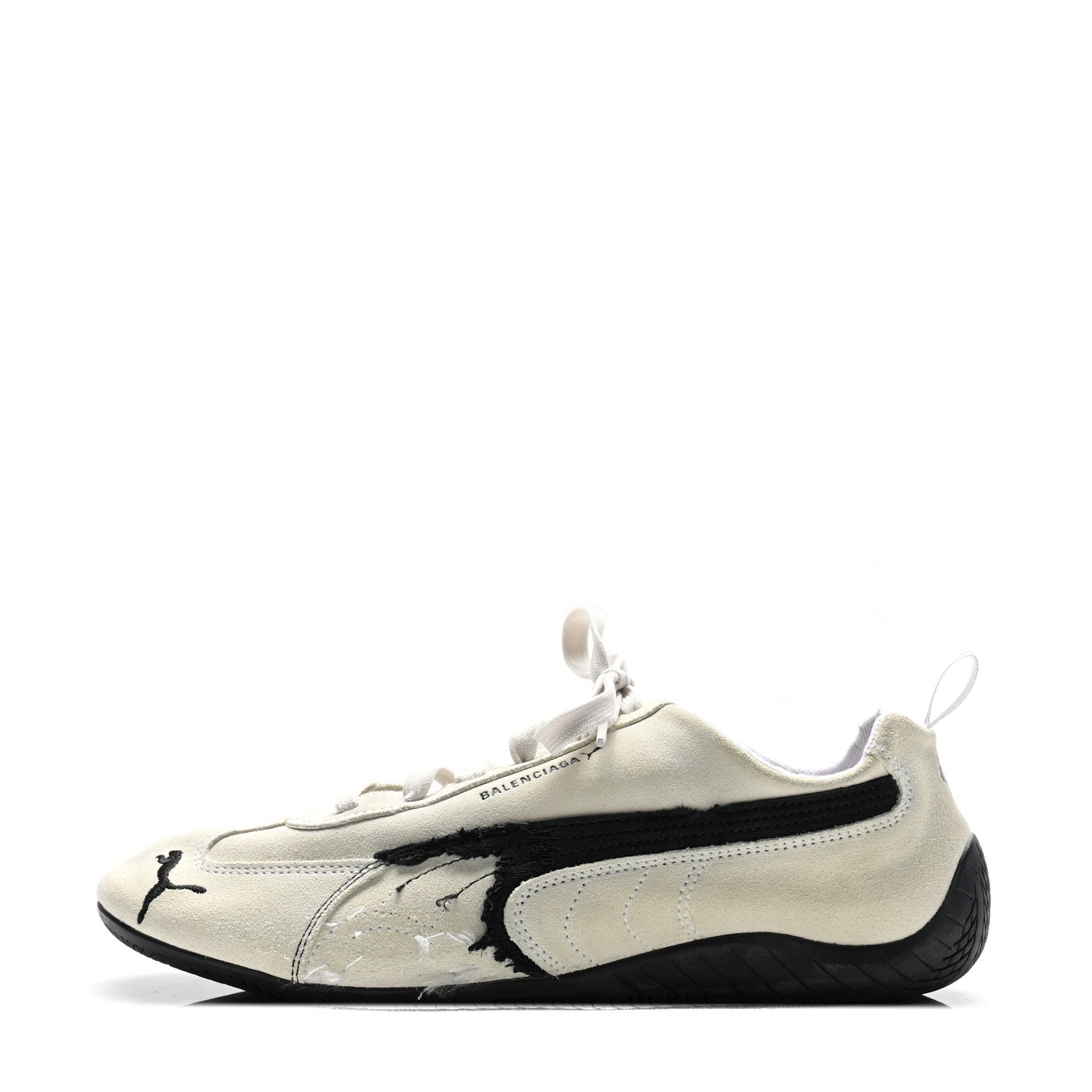 Balenciaga X PUMA Suede Distressed Speedcat Sneakers 41 White Black 1 of 9