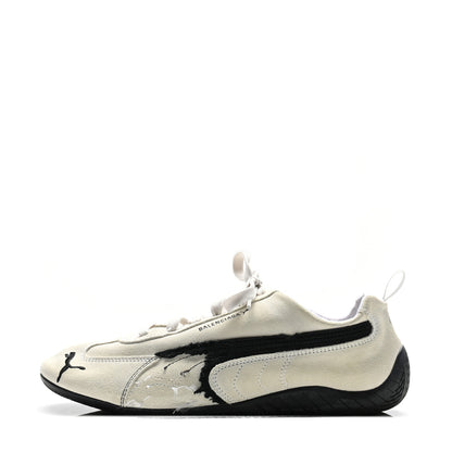 Balenciaga X PUMA Suede Distressed Speedcat Sneakers 41 White Black 1 of 9