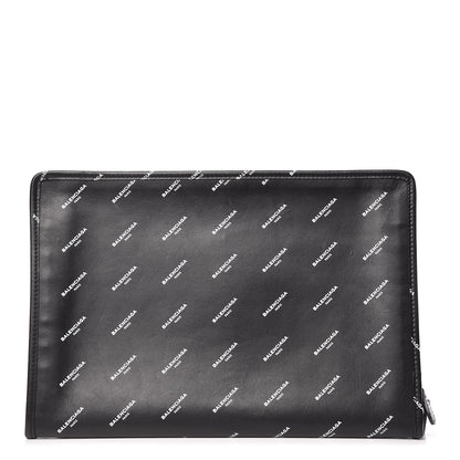 Balenciaga Calfskin Allover Logo Documents Case Black 1 of 13