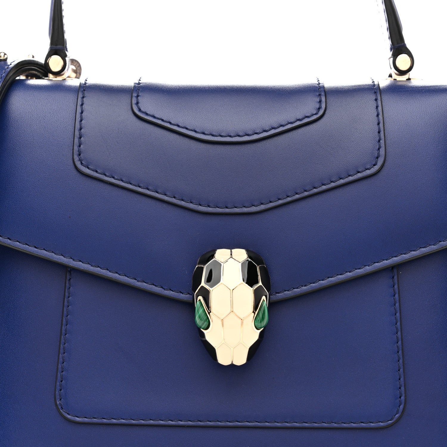 Bulgari Calfskin Serpenti Forever Top Handle Blue 9 of 15