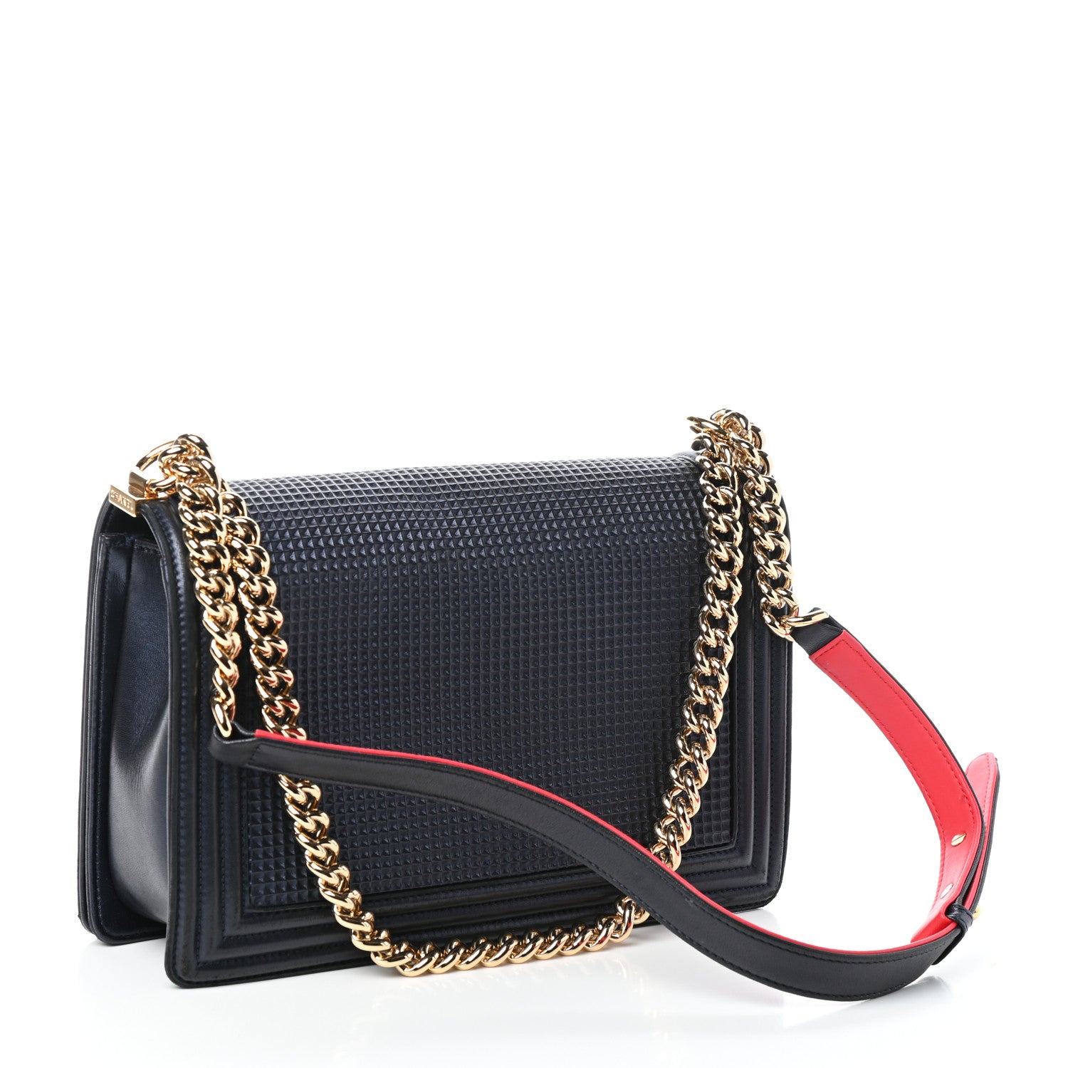 Chanel Lambskin Embossed New Medium Boy Cube Flap Navy 3 of 10
