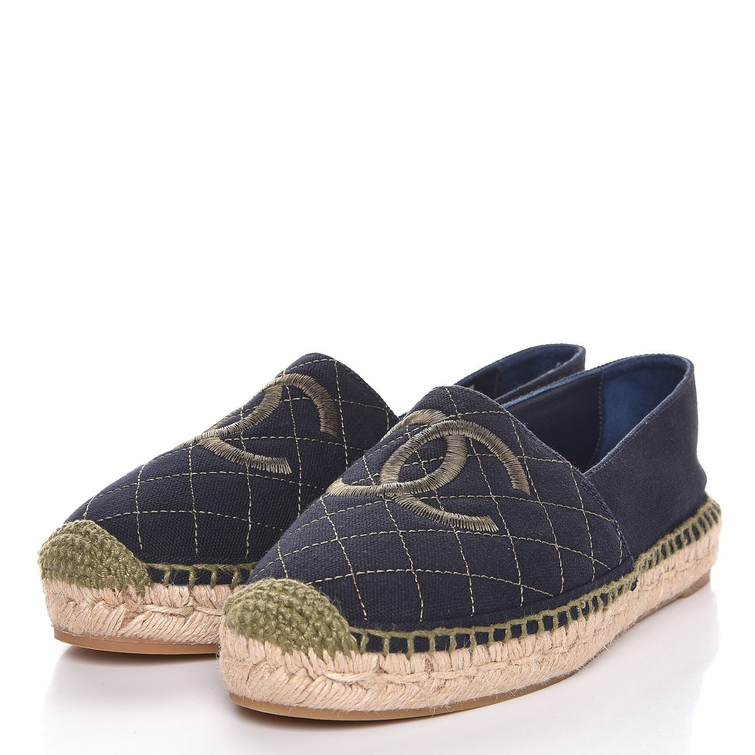 Chanel Fabric CC Espadrilles 38 Blue Green 2 of 12