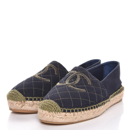 Chanel Fabric CC Espadrilles 38 Blue Green 2 of 12