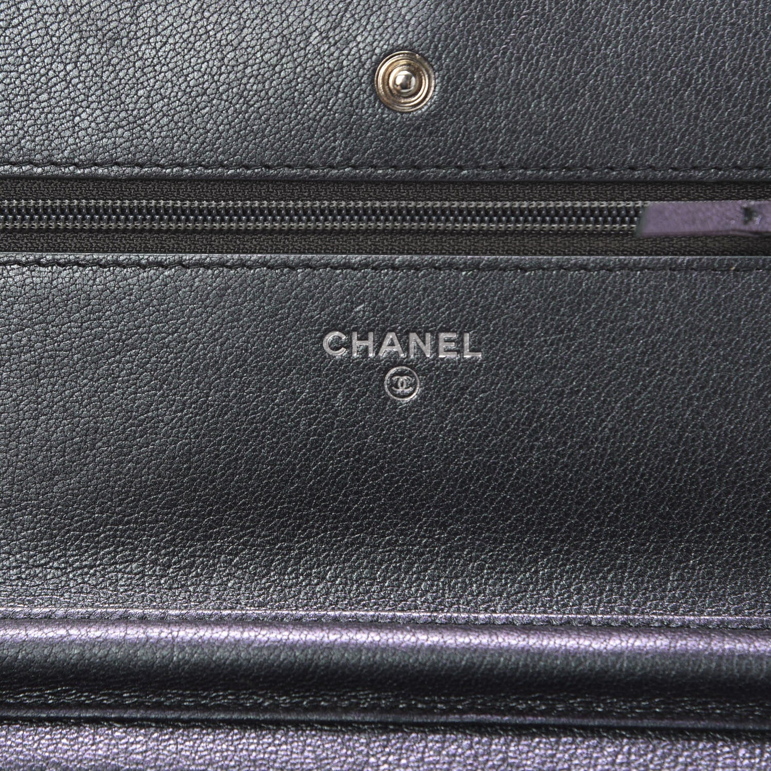 Chanel Iridescent Goatskin Quilted Wallet On Chain WOC Purple 7 of 10