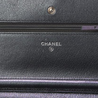 Chanel Iridescent Goatskin Quilted Wallet On Chain WOC Purple 7 of 10
