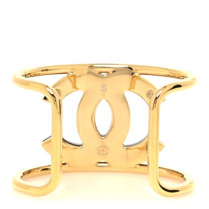 Chanel Metal Resin CC Cuff Gold Black 3 of 5