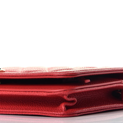 Chanel Caviar Quilted Boy Wallet On Chain WOC Red 9 of 10
